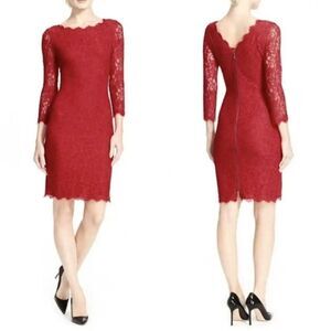 Diane Von Furstenberg burgundy lace dress, US0
